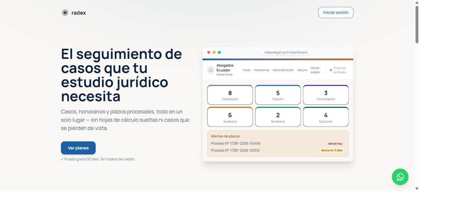 Landing de radexlegal.com
