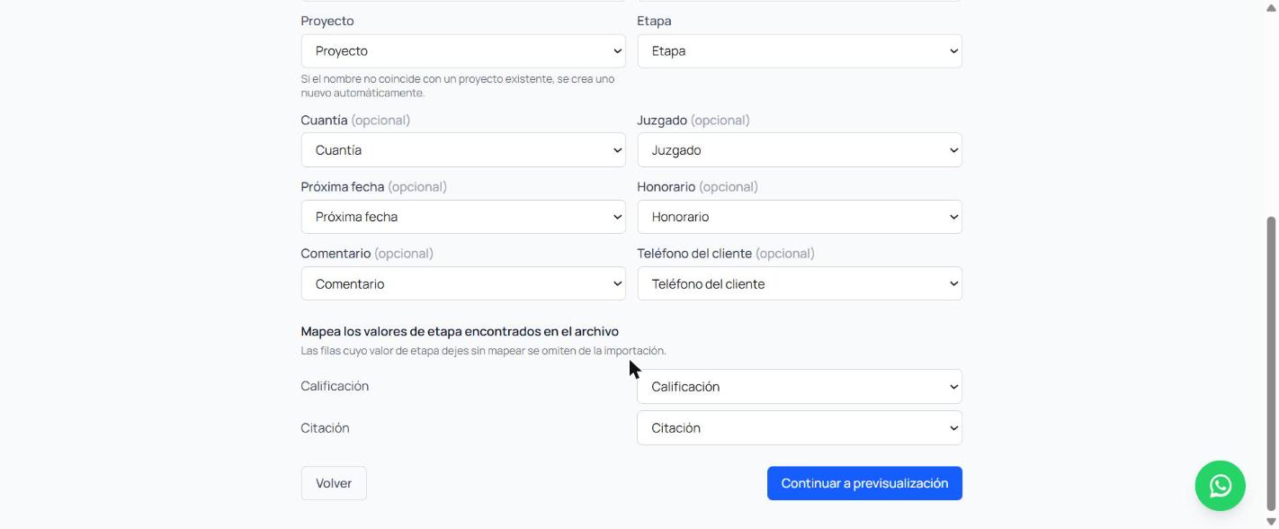Mapear columnas, parte inferior
