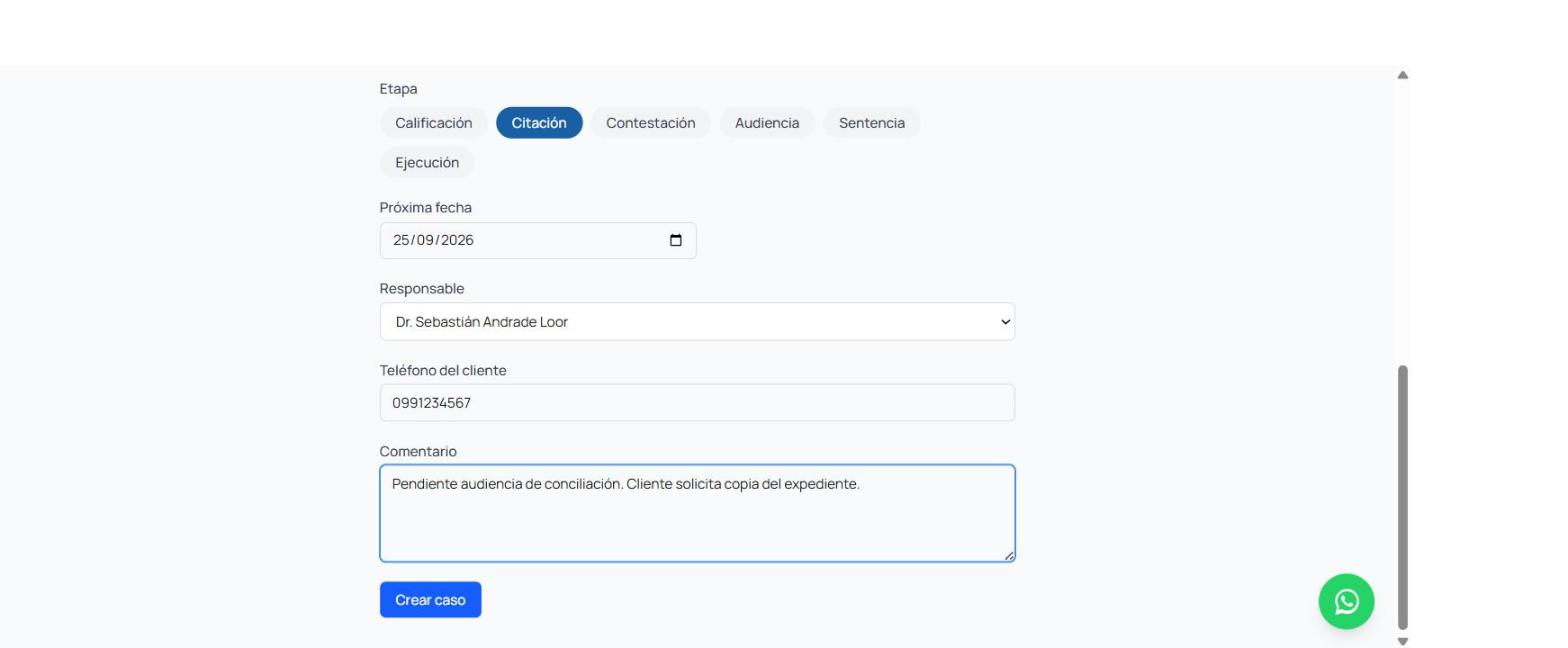 Nuevo caso, parte inferior