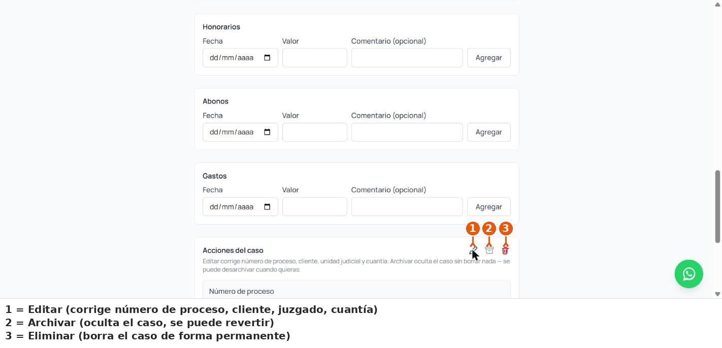Acciones del caso