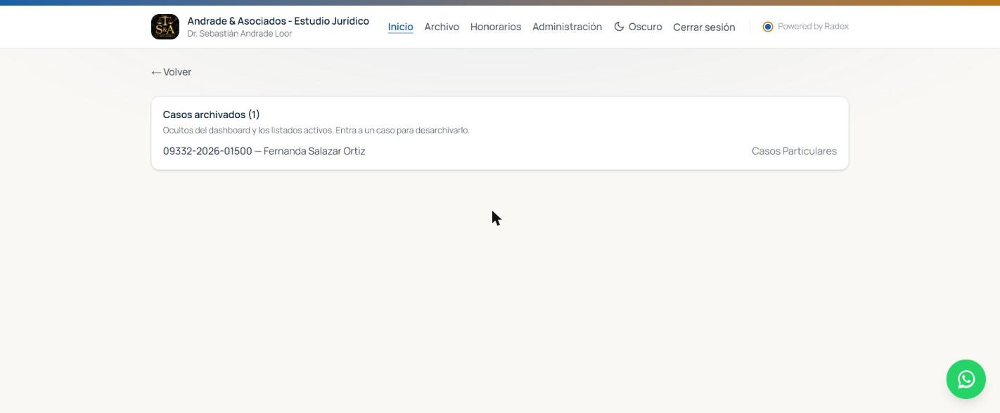 Lista de casos archivados
