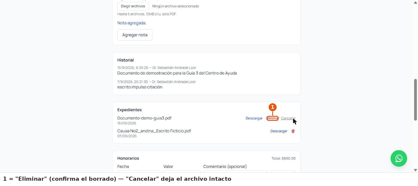 Confirmación de eliminar