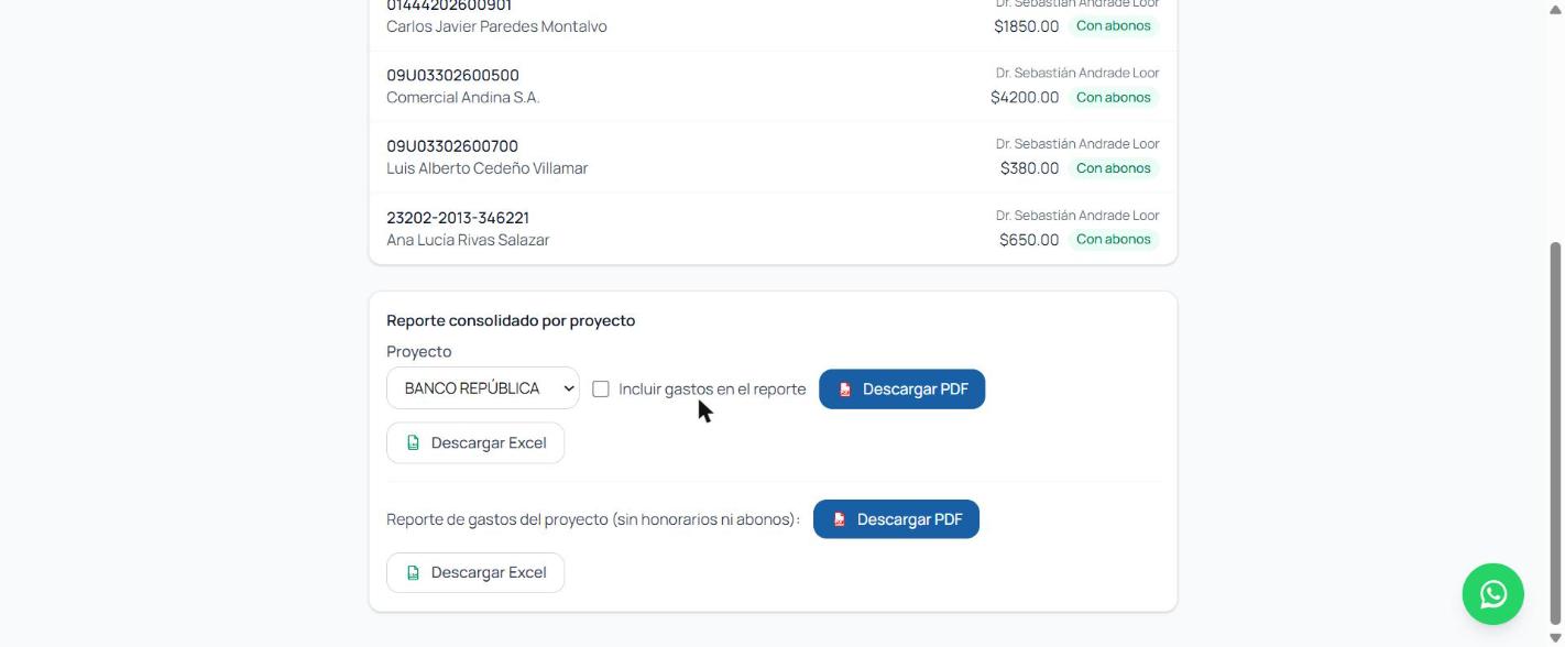 Sección de reportes